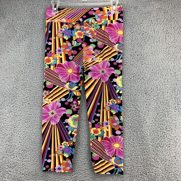 Girl's Floral Capri Pants Size L-XL Colorful Stretch Colorful Comfort Size 27x18 - Picture 2 of 9